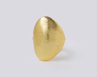 Chunky Gold Ring Big Bold Large Edgy Statement Modern Geometric Unique Abstract Organic Matt Brushed Textured Contemporary Jewelry Gifts her