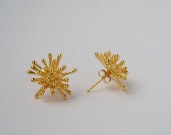 Unusual Stud Earrings Edgy Gold Stud Earrings, Abstract Spike Statement Modern Unusual Unique Vintage Earrings