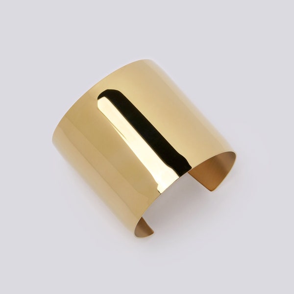 Open Cuff Bracelet Wide Gold Wrist Bracelet Cuff Simple Minimal Gold Oversized Statement Bracelet