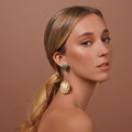 Long Turquoise Dangle Earrings: Gold Baroque Pearl Gemstone product logo