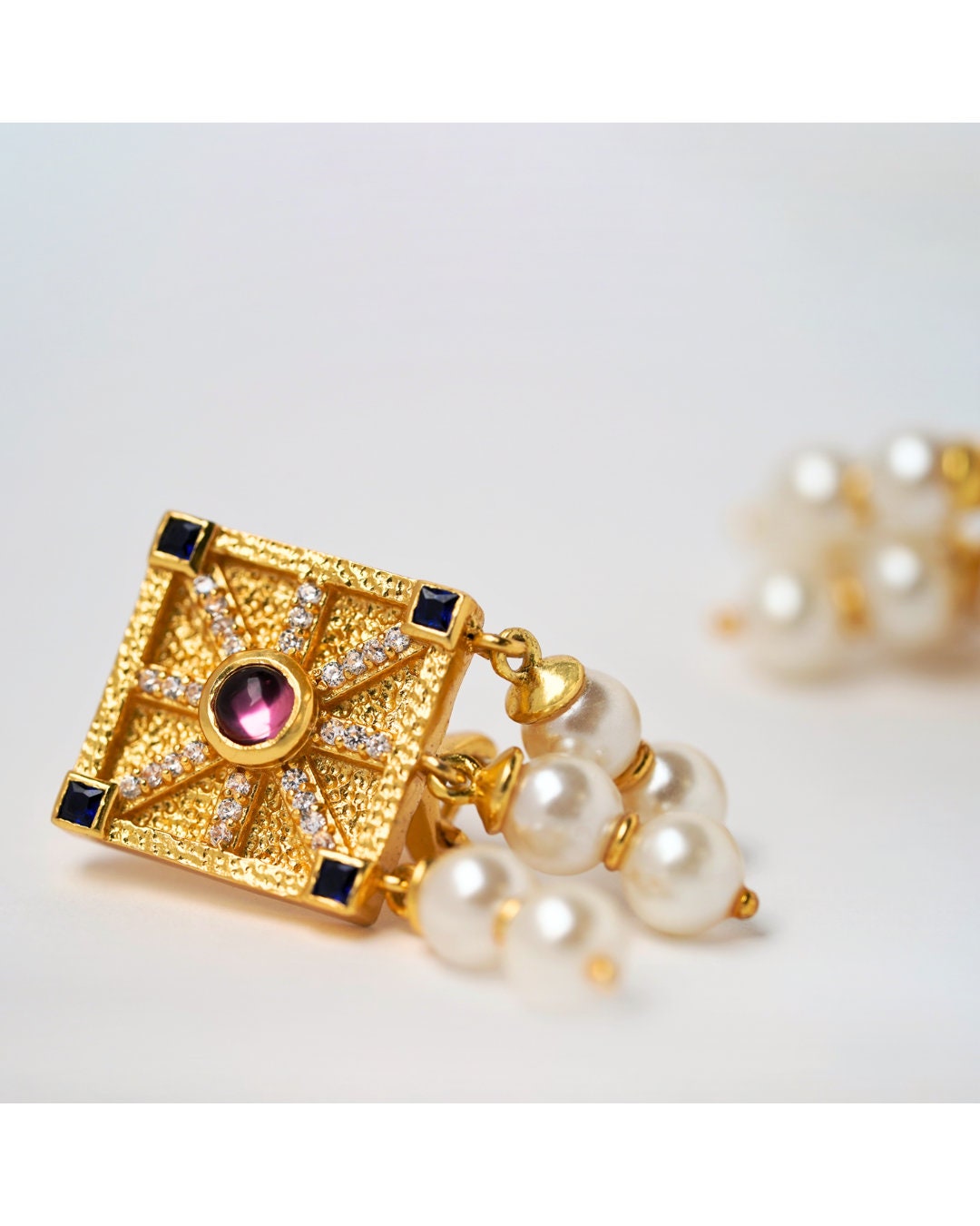 Orecchini Vintage Con Perle Quadrate Oro - Design Boho, Quadrati Irregolari - Gioielli Eleganti Per Donna