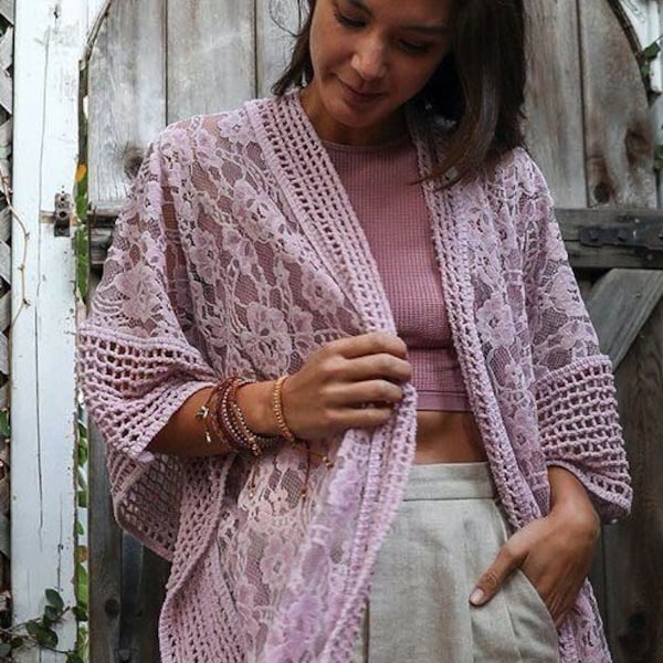 Lace Kimono Dusty Pink