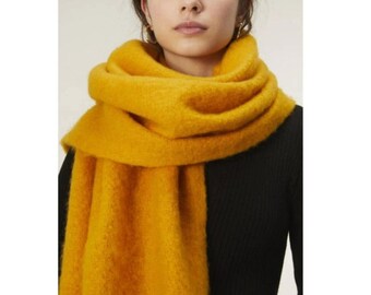 Long Knit Scarf with Pockets Solid Knit Pockets Tassel Oblong Scarf