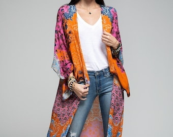 women kimonos, long boho beach kimono, kimono jacket, kimono cardigan, long kimono, beach cover up, boho kimono, for her