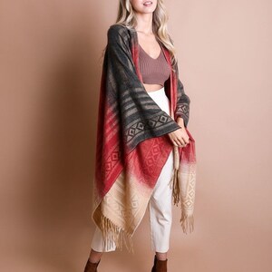 Boho Ruana Winter Knit Cardigan Kimono | Etsy