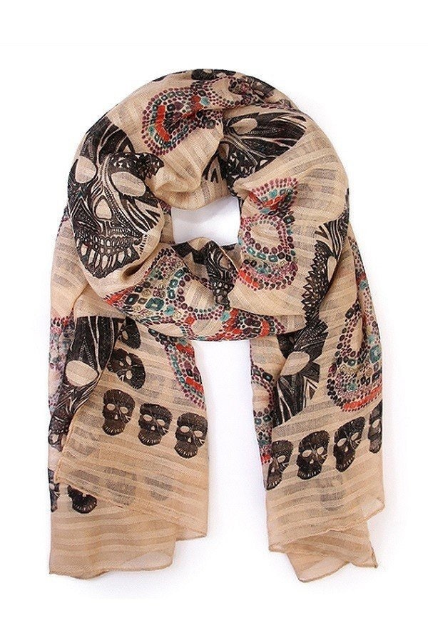 Ivory Skull Scarf Etsy