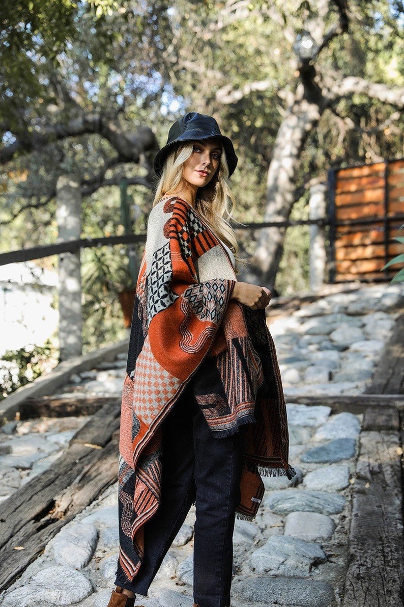 Bohemian Poncho Ruana Women's Cape Boho Wrap - Etsy