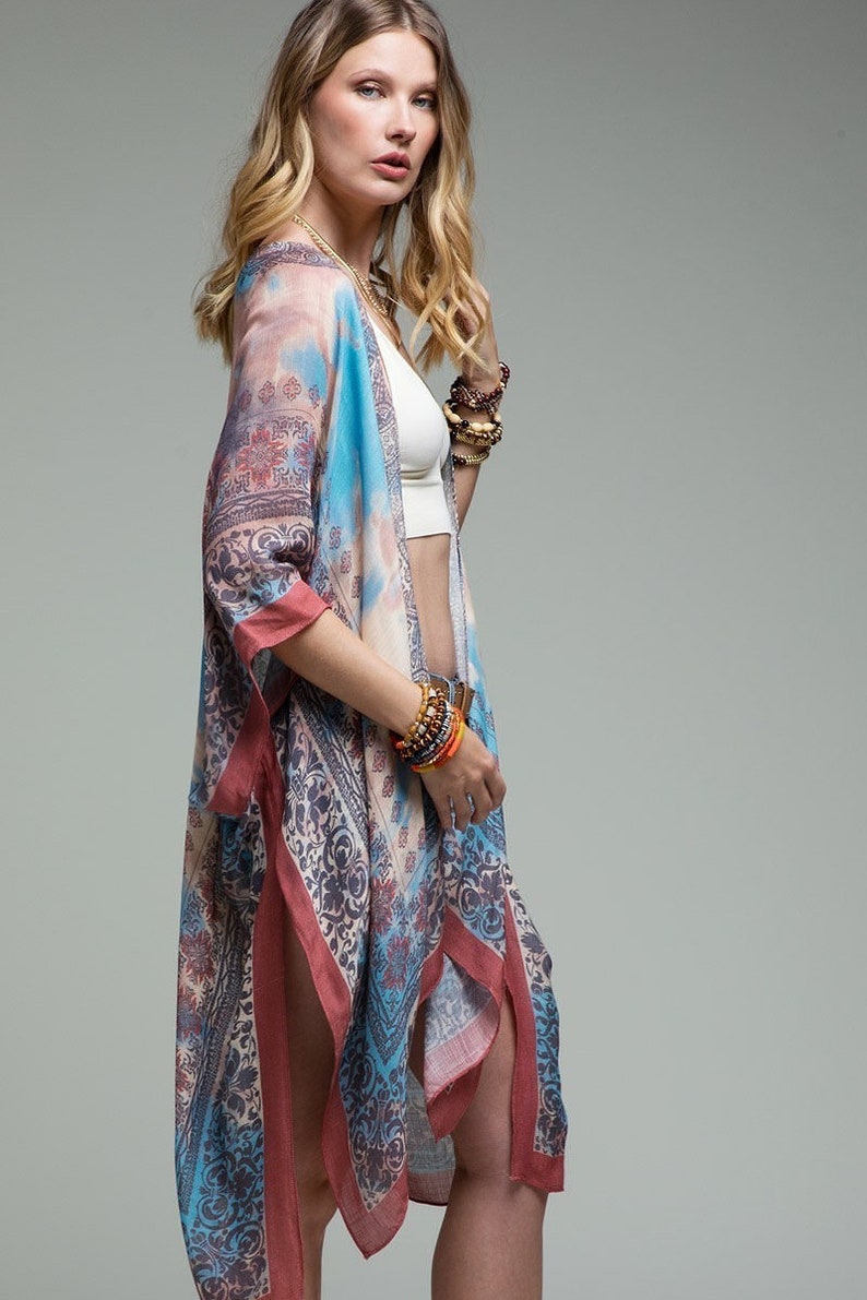 Women's American Flag Beach Cover Up – 4th Of July Kimono, Chiffon Cardigan, Swimwear Wrap, One Size
