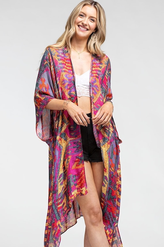 Buy Women Kimonos Pink Boho Beach Kimono Kimono Jacket Kimono Cardigan Long Kimono Beach Cover Up Boho Kimono for Her Online in India Etsy