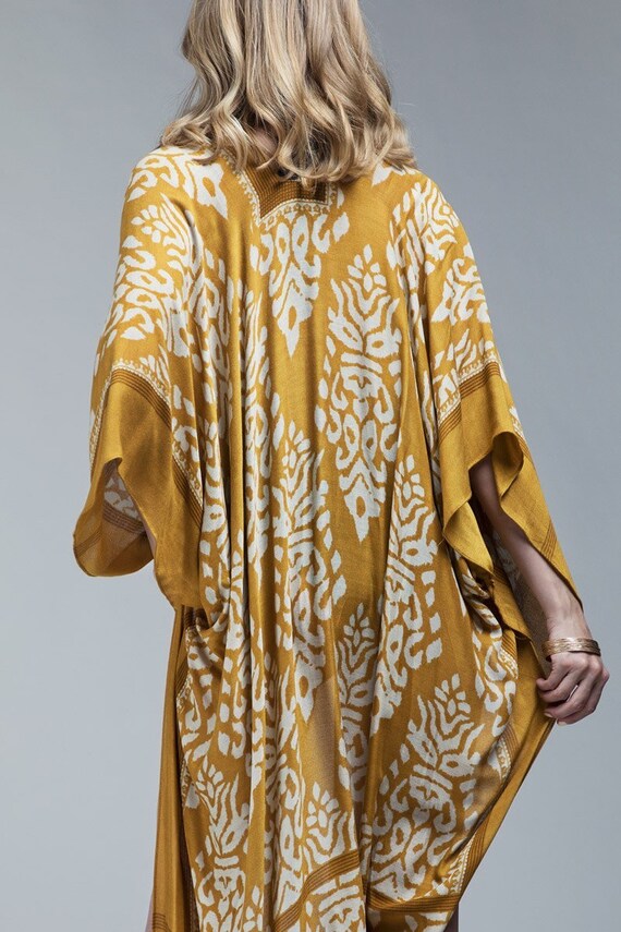 Mustard Damask Kimonos Beach Kimono Kimono Jacket Kimono Etsy
