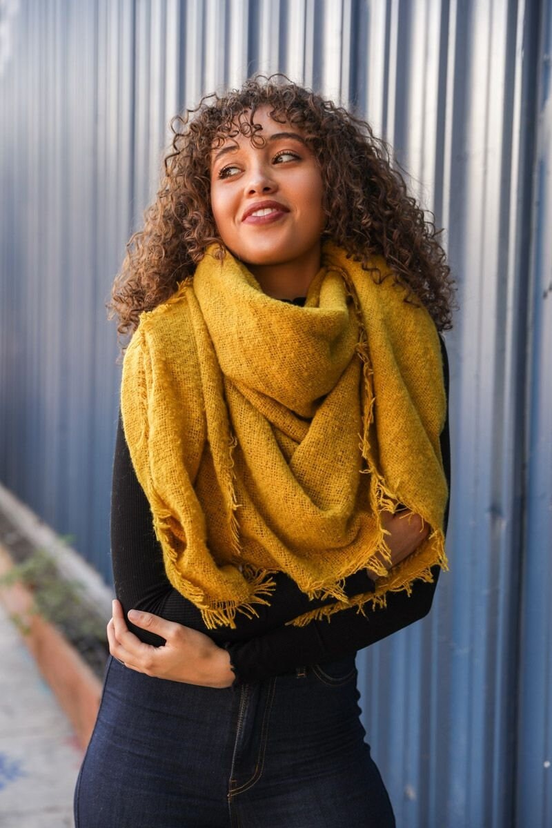Mustard yellow cheap shawl