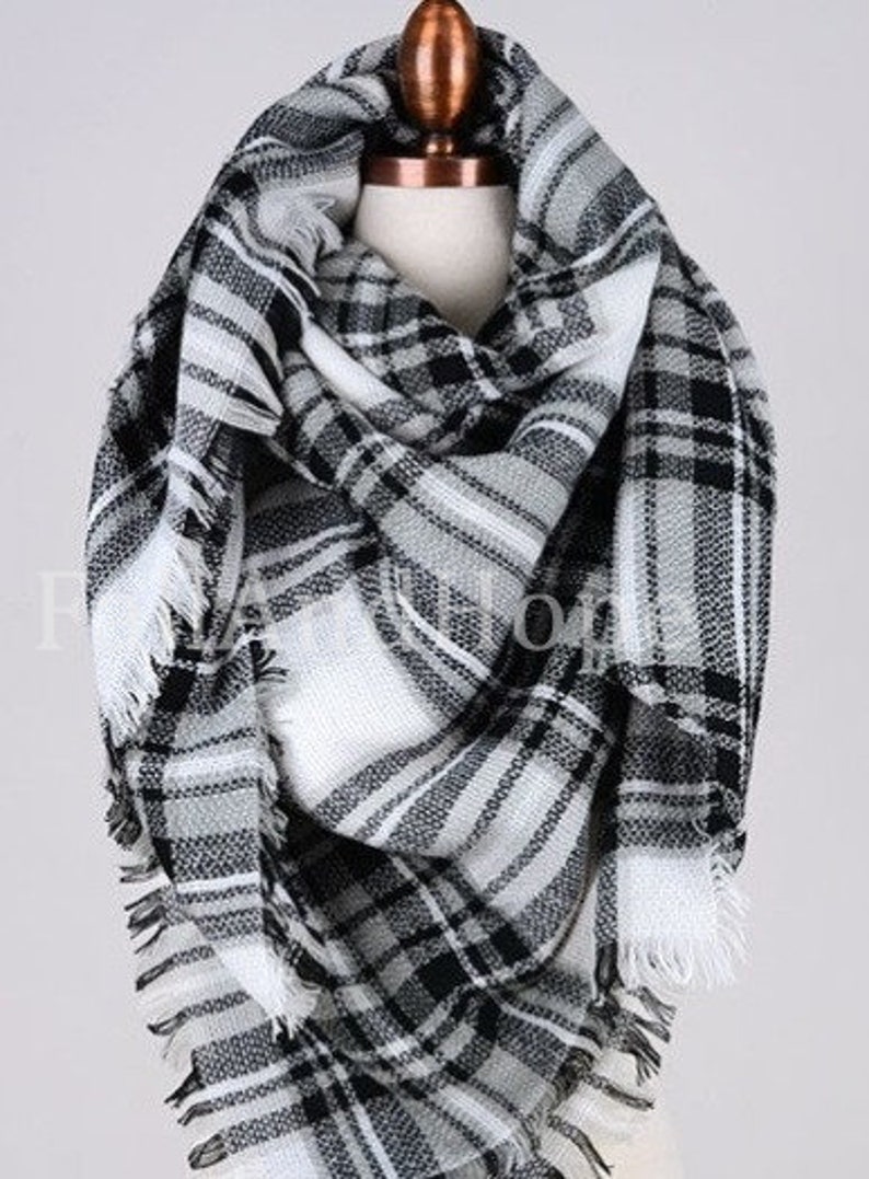 Pink OVERSIZED SQUARE Plaid Blanket Scarf Winter Scarf Etsy