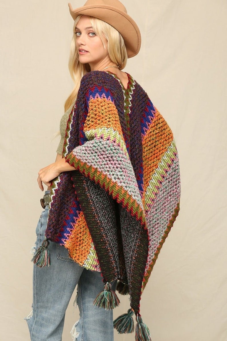 Boho Ruana Winter Knit Cardigan Kimono - Etsy