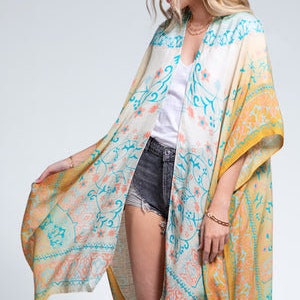 women kimonos, gray ombre paisley beach kimono, kimono jacket, kimono cardigan, long kimono, beach cover up, boho kimono, for her