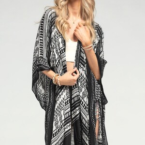 Black Tassel Kimono Cardigan image 2