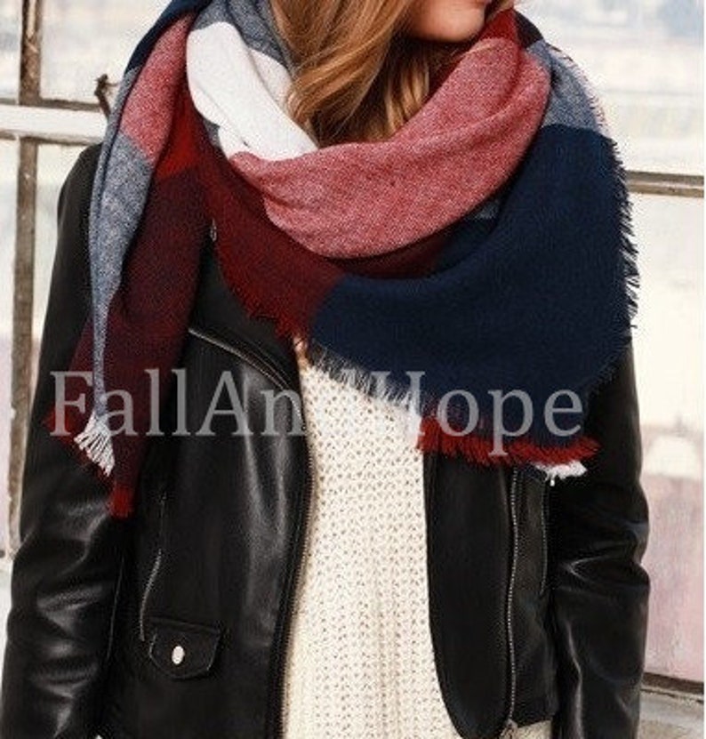 Winter Blanket Scarf Blanket Scarf Plaid Blanket Scarf Wool Etsy