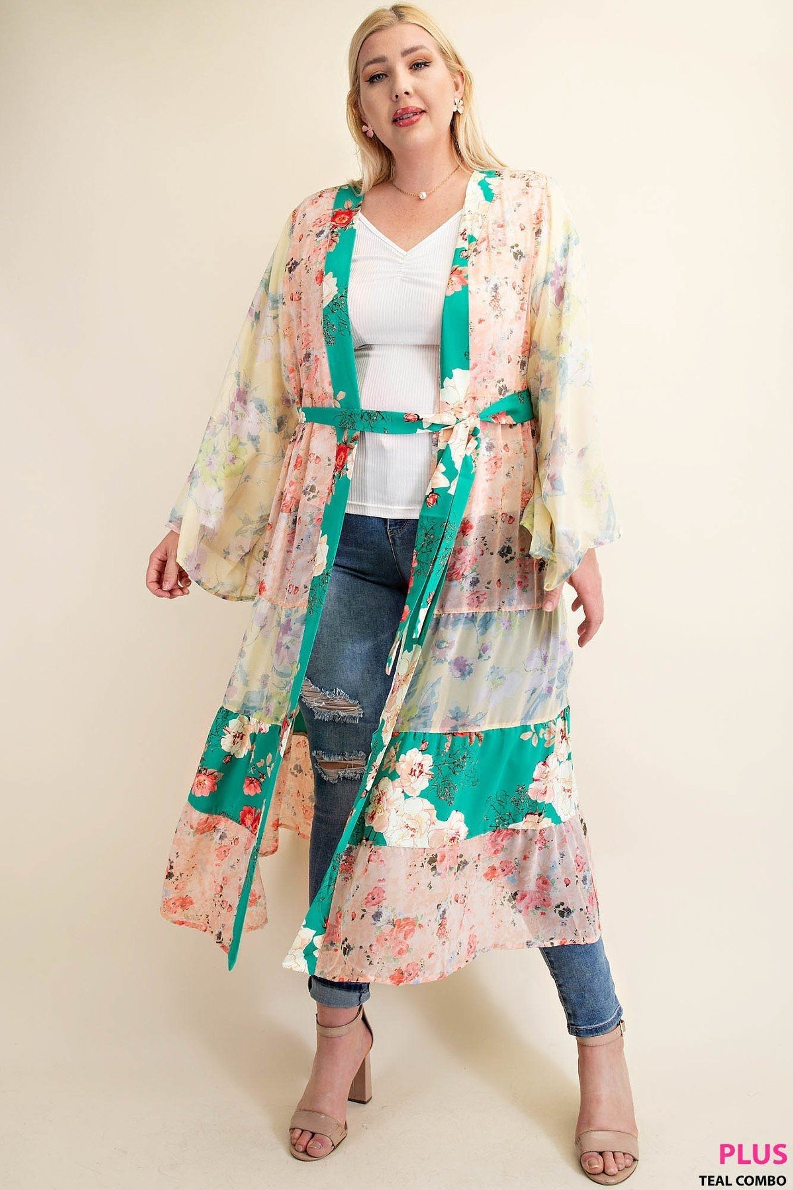 Plus Size Floral Chiffon Kimono Beautiful Women Floral - Etsy