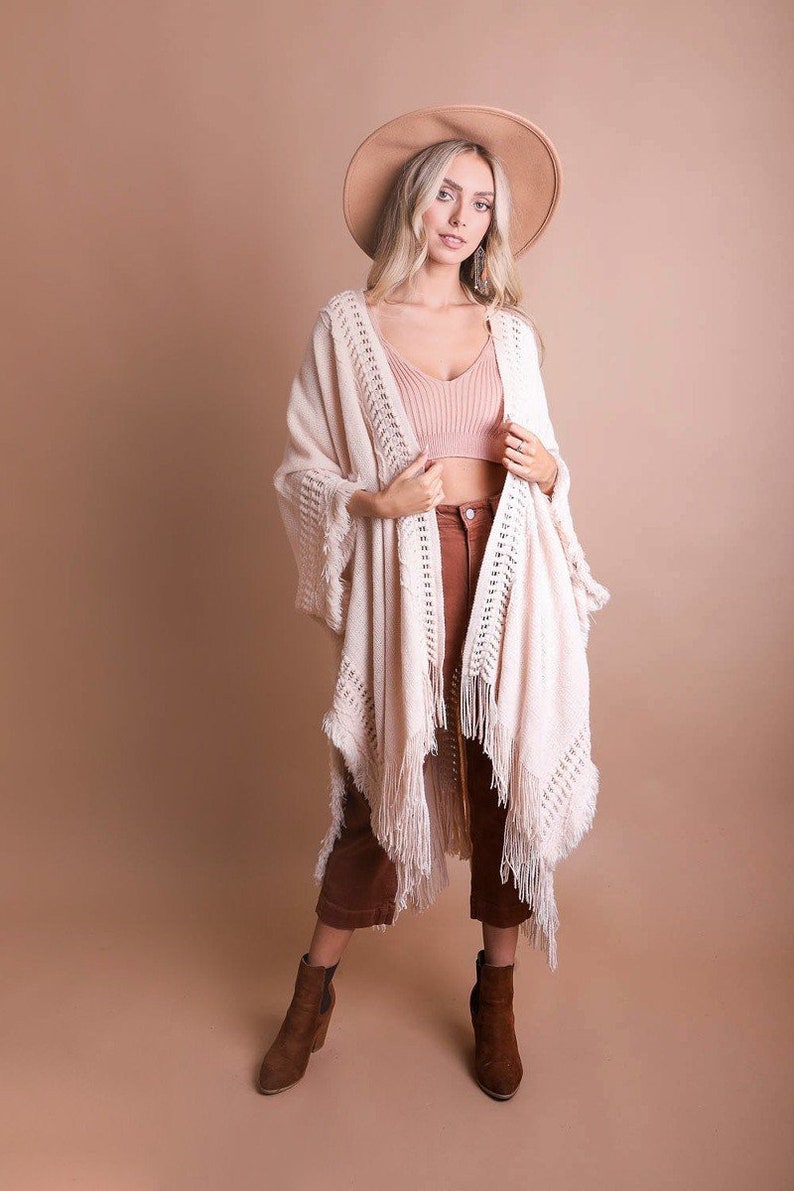 Boho Ruana Winter Knit Cardigan Kimono - Etsy
