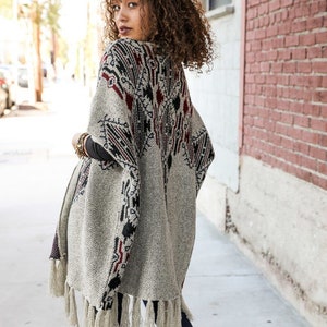 Blue Boho Ruana Winter Knit Cardigan Kimono - Etsy