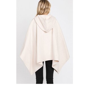 Ivory Hooded Solid Ruana Poncho, Bohemian Ruana Ombre Cape Cardigan Ruana Oversized Blanket Sweater Poncho