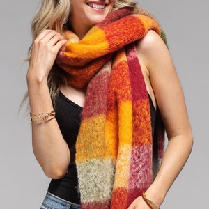 Lightweight Brushed Plaid Scarf Fall Autumn Winter