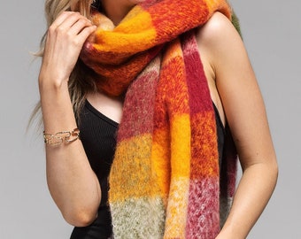 Lightweight Brushed Plaid Scarf Fall Autumn Winter