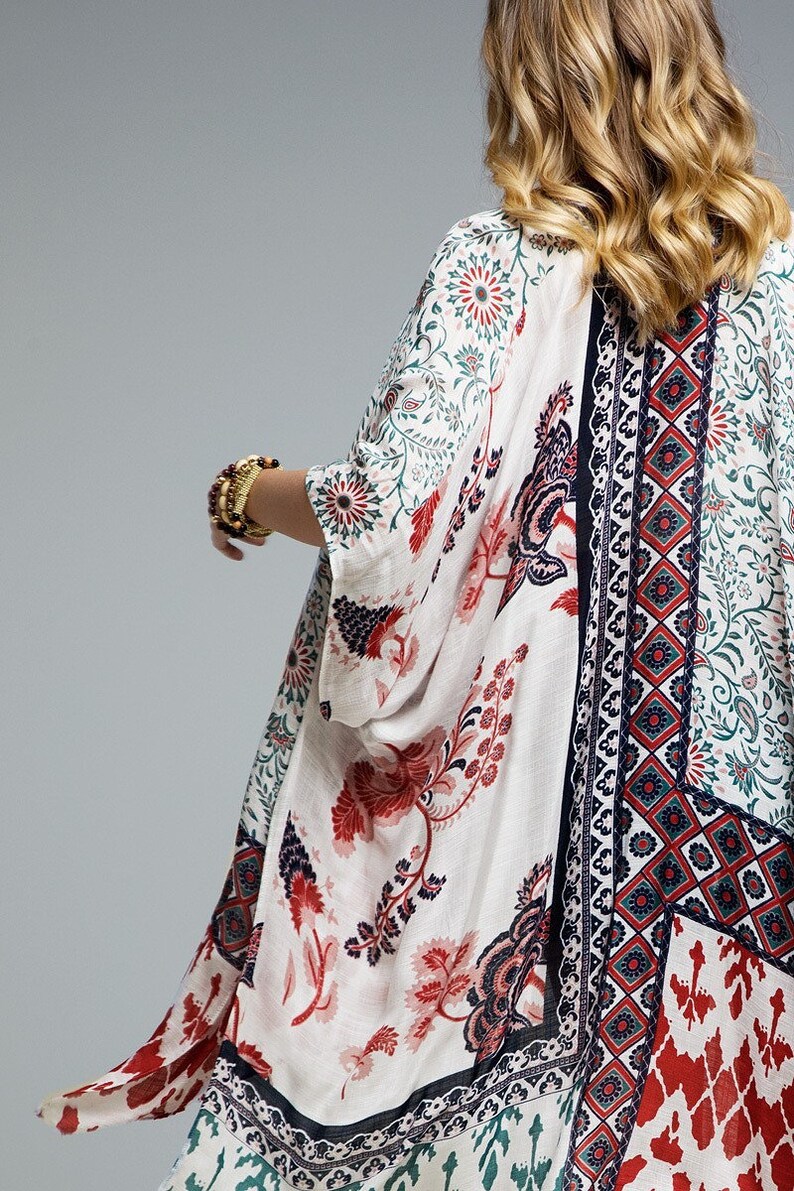 Boho Paisley Kimono Beautiful Women Floral Kimonos Beach Etsy