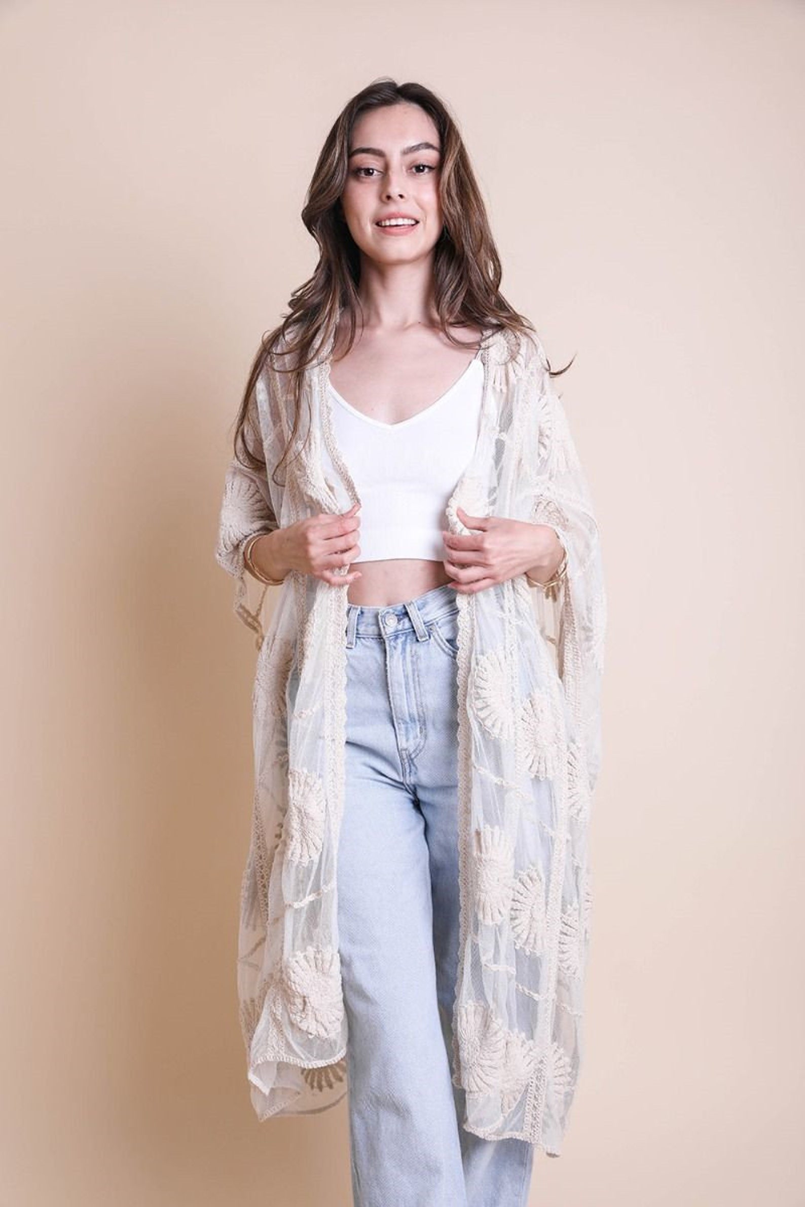 Crochet Lace Kimonos Beach Kimono Kimono Jacket Kimono Etsy Hong Kong