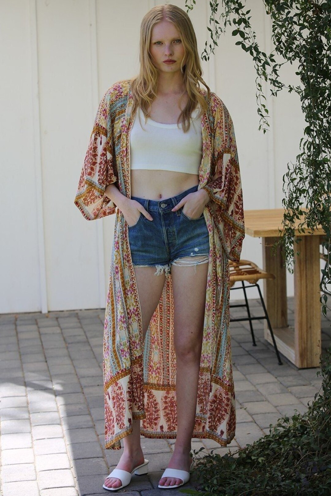 Women Kimonos, Rust Orange Autumn Floral Beach Kimono, Kimono Jacket