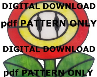 Fire Flower Stained Glass Pattern pdf Digital Download