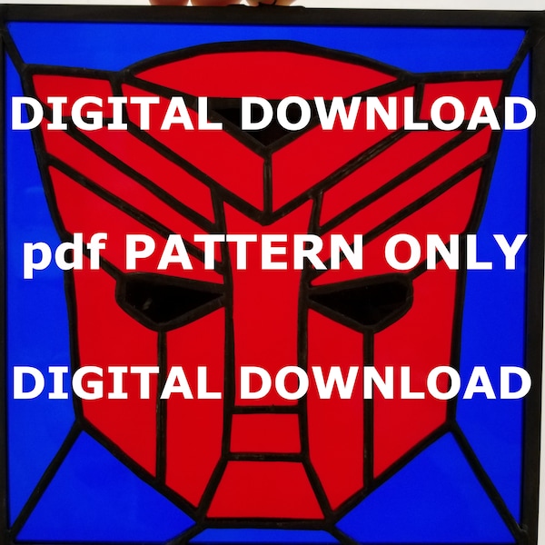 Transformers Autobot Logo Stained Glass Pattern pdf Digital Download