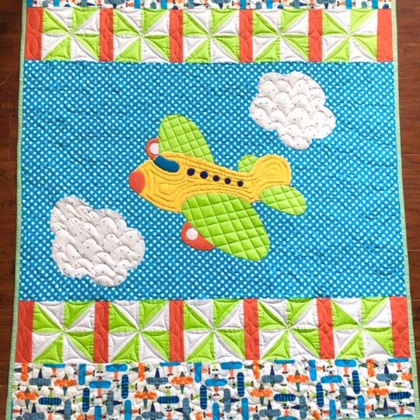 Airplane in Clouds Baby Quilt Pattern
