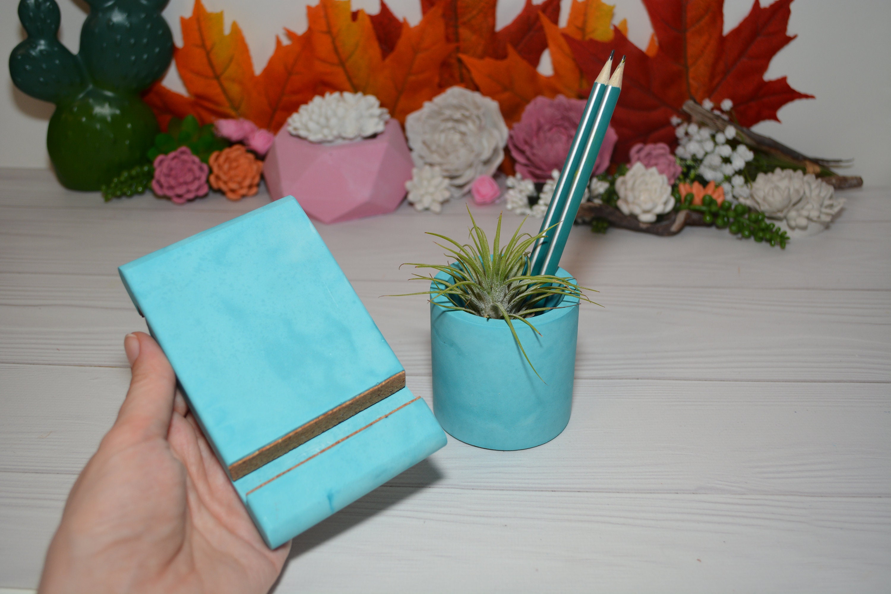 Marble phone stand concrete Modern home decor // FREE Etsy