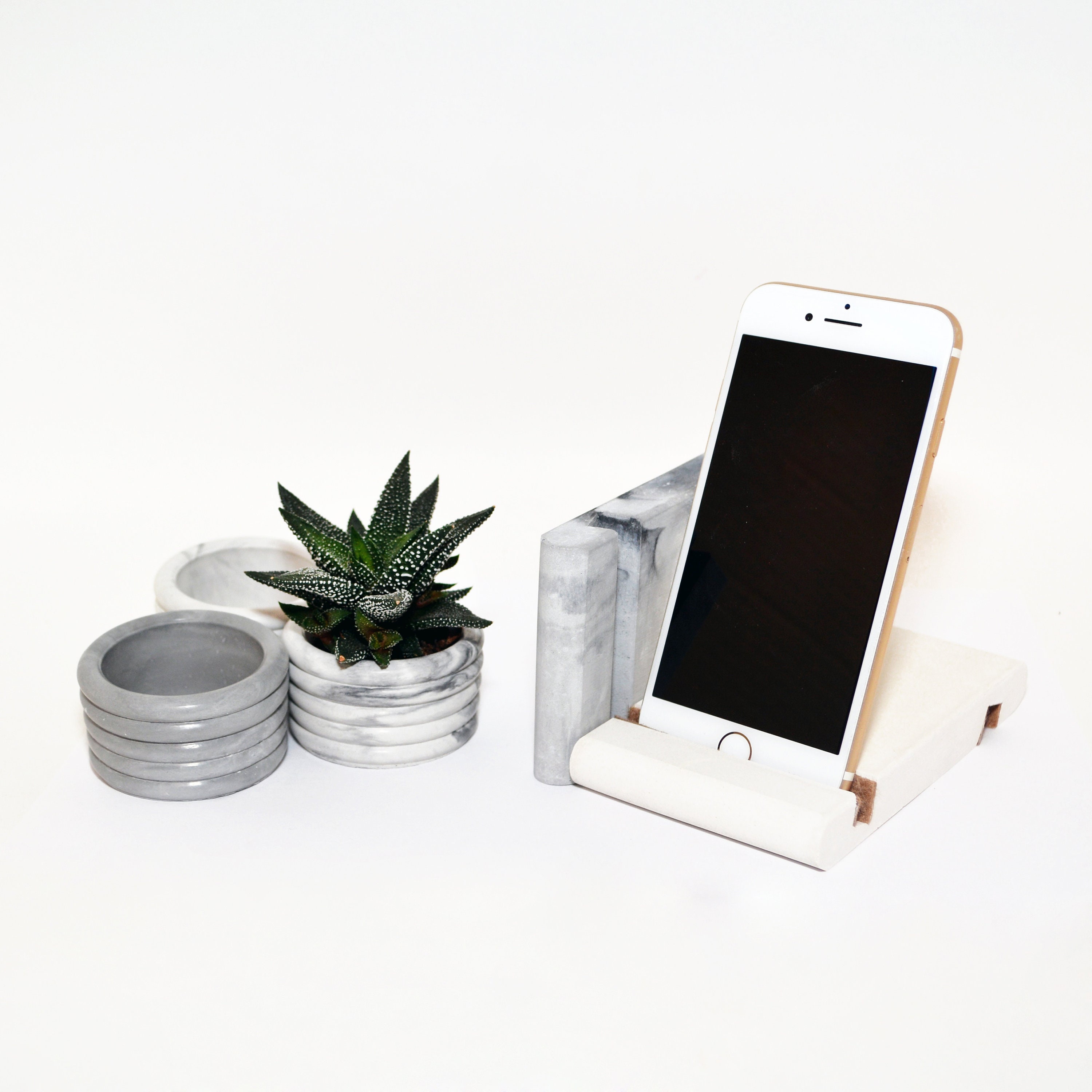 Marble phone stand concrete Modern home decor // FREE Etsy