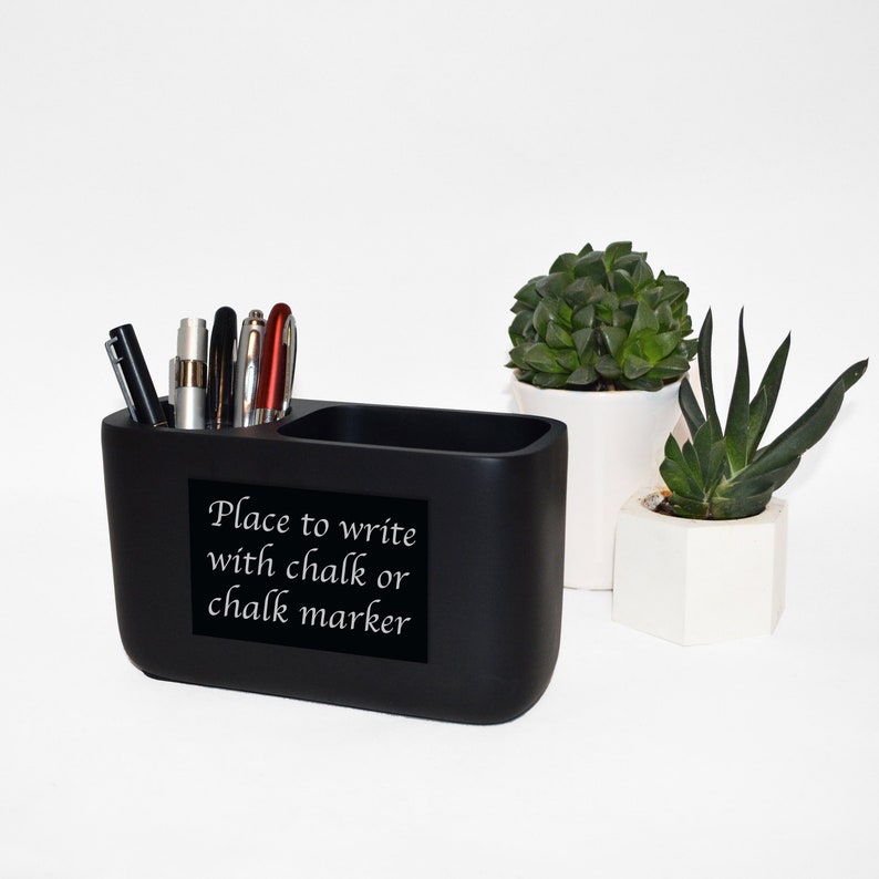 Concrete Desk Organizer Black Pencil Holder College Etsy