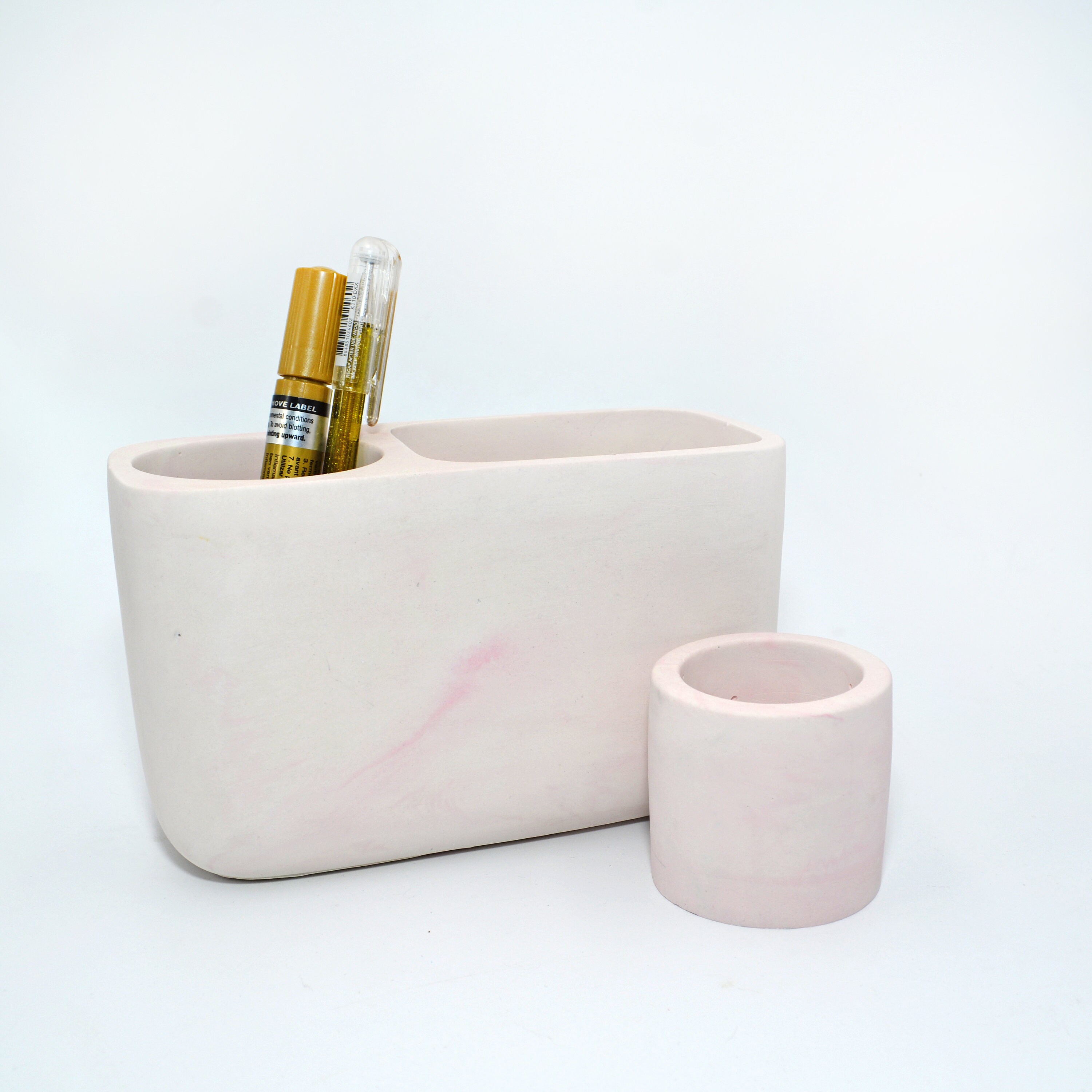 Marble Desk organizer Concrete Pen holder for desk Etsy
