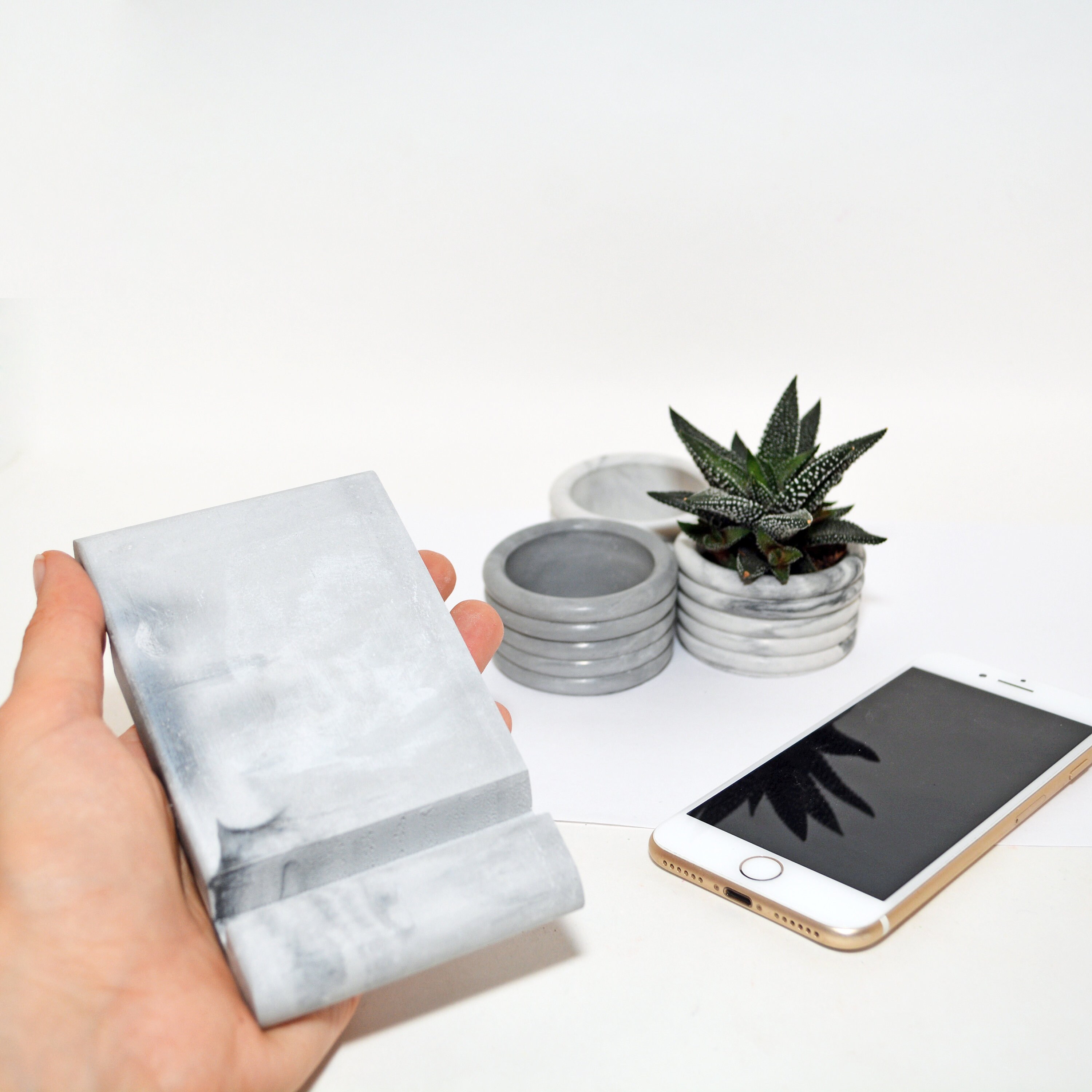 Marble phone stand concrete Modern home decor // FREE Etsy