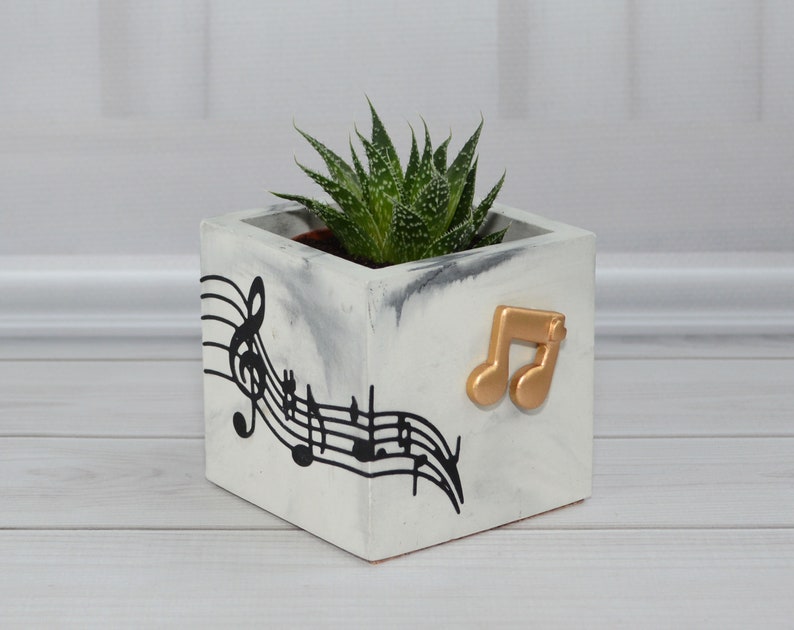 Air plant holder Concrete geometric succulent pots FREE SHIPPING with tracking Wall decor Music hanging planter