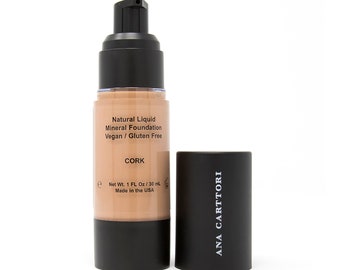 Vegan Foundation - Cork / Vegan Makeup, Cruelty Free Makeup, Gluten Free Foundation, Natural Foundation, Certified Organic Ingredients