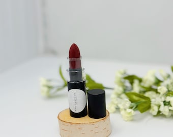 Ana Carttori Matte Vegan Lipstick - Black Cherry | Organic, Cruelty-Free, Non-GMO, Gluten-Free, Long-Lasting, Hydrating, Rich Color,Dark Red