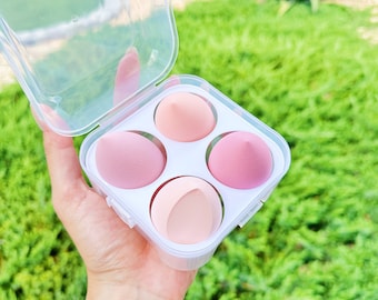 Ana Cartori 4-teiliges Make-up Schwamm Blender Set - Niedliche Eierkartonbox, weich, Vegan, grausam, hochwertig, Mischschwämme, Beauty-Tool