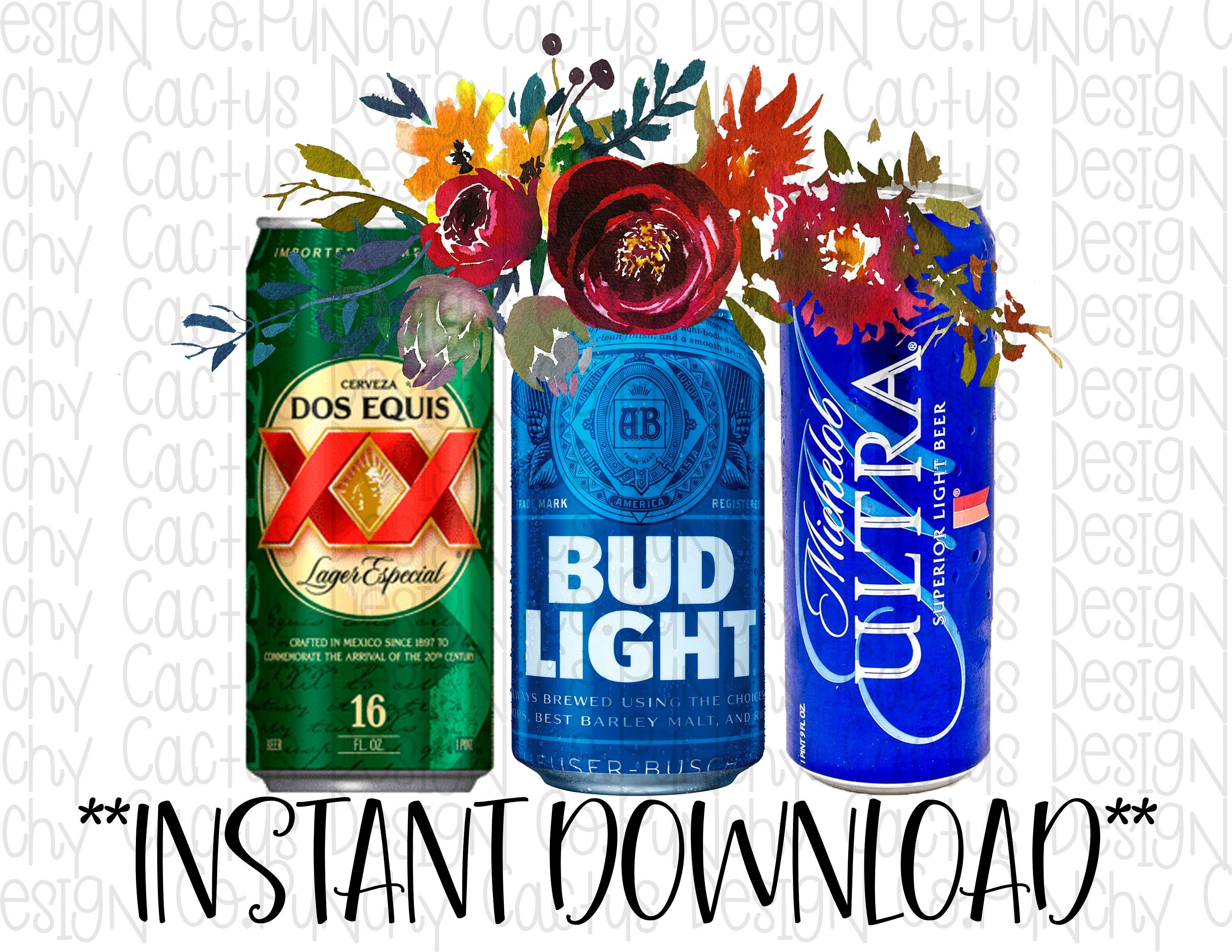 Floral Beer Sublimation Design Digital Design Instant Etsy