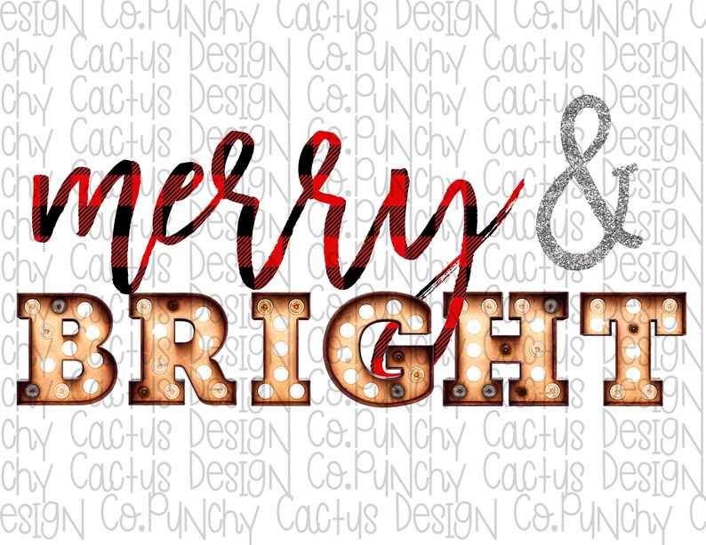 Download Merry and Bright Sublimation Design Digital Design | Etsy
