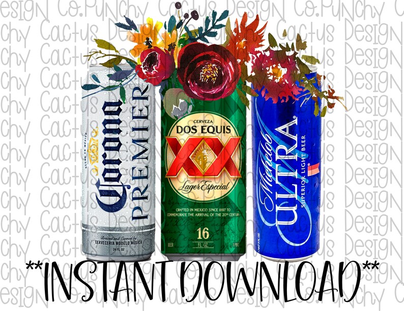 Floral Beer Sublimation Design Digital Design Instant Etsy Canada