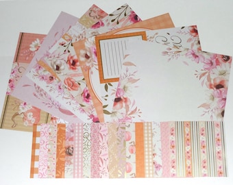 片面カードストックのスクラップブックキット、スクラップブック、カードタグ作成、ジャンクジャーナリング、秋、カボチャ、花柄、ゴルフホイル、葉