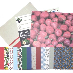 Scrapbook Kit, CARDSTOCK / Scrapbooking / Diario / Efímera / Card Tag Making / Floral / Botánico / Estampados y Sólidos, Fresas