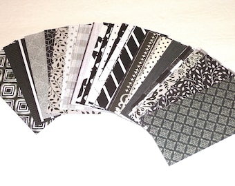 50 pcs of Black and White Scrap Paper, Variety Pack, Random, Craft Supplies, Paper Goods - 2.75 X 5.5 Inches, Scrapbooking, Tag Card Making