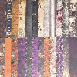 24 hojas de cartulina liviana, para hacer álbumes de recortes, diarios, etiquetas para tarjetas, Halloween, calaveras, murciélagos y esqueletos