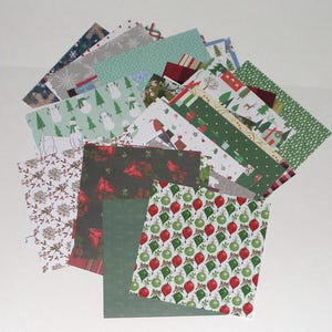 50 pcs of random Christmas/Winter Scrapbook Paper , Variety Pack, Craft Supplies, Paper Goods - 5.5 X 5.5, Scrapbooking, Tag Card Making