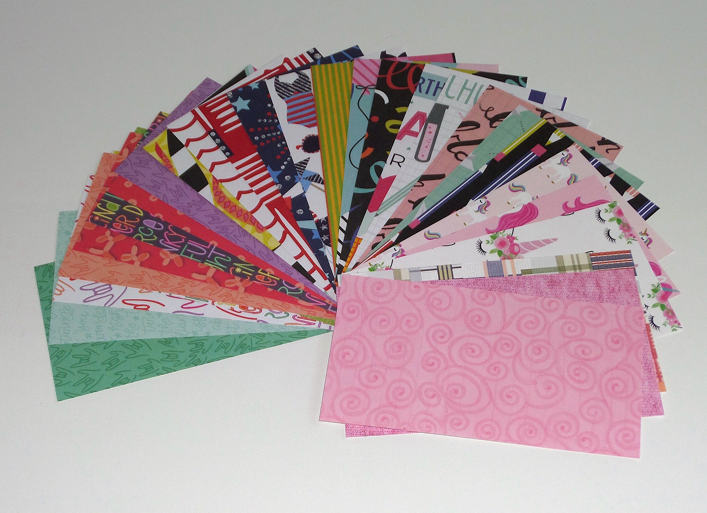 30 pcs of Scrap Paper, Variety Pack, Random, Craft Supplies, Paper Goods - 3 X 5.5 or 5.5 X 5.5 inches, Scrapbooking, Tag Card Making